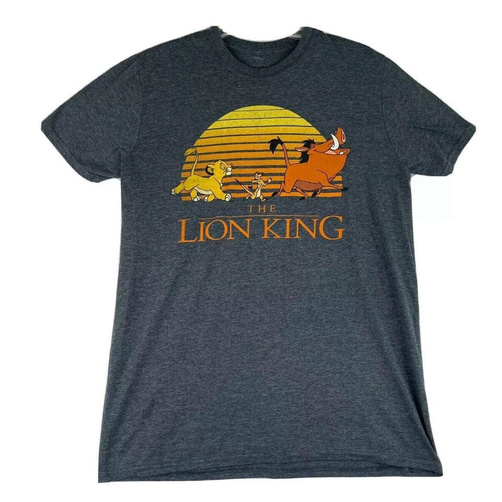 Disney Lion King Graphic T Shirt Simba Timon Pumbaa Gray Adult Size XL